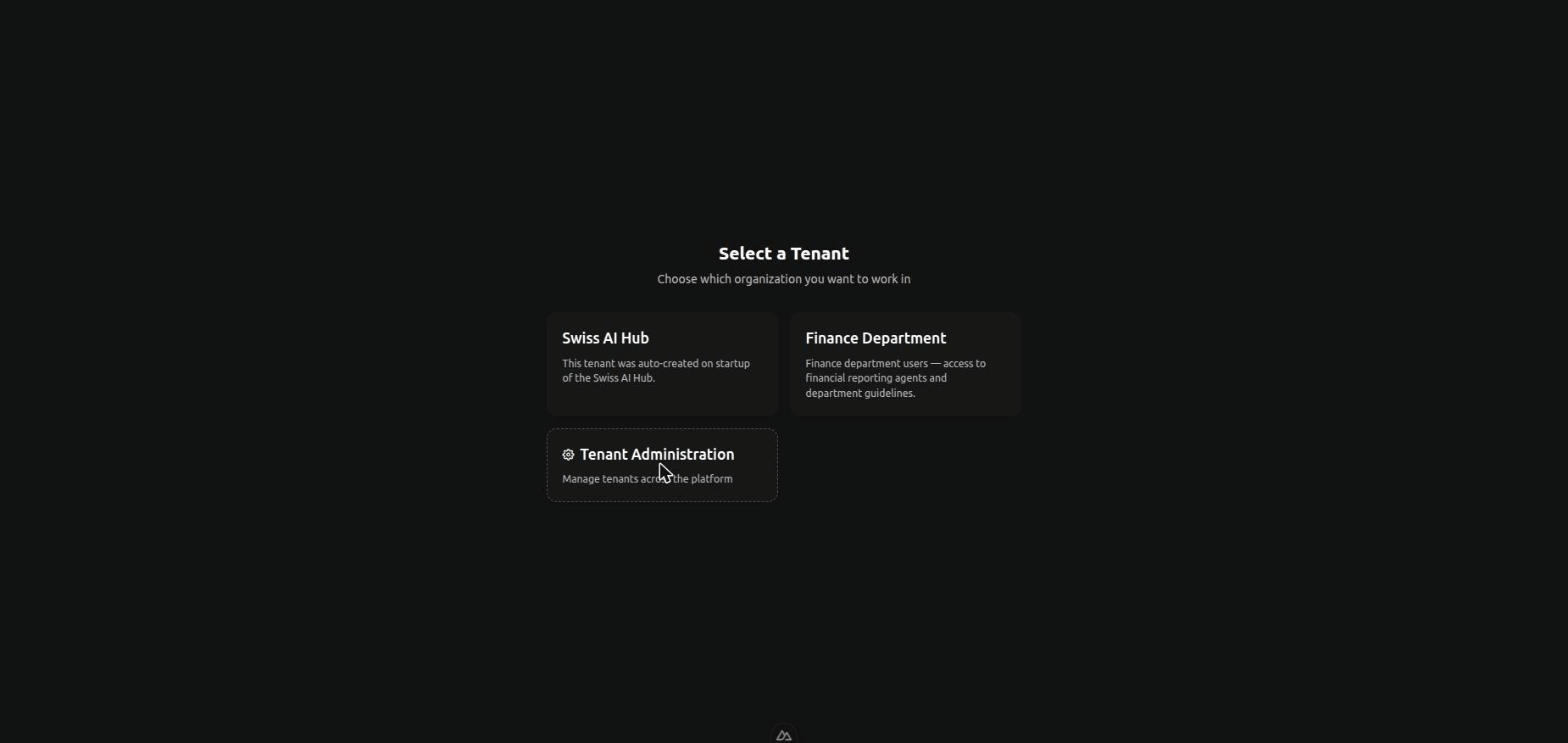 The Tenant Administration entry point on the tenant-selection screen