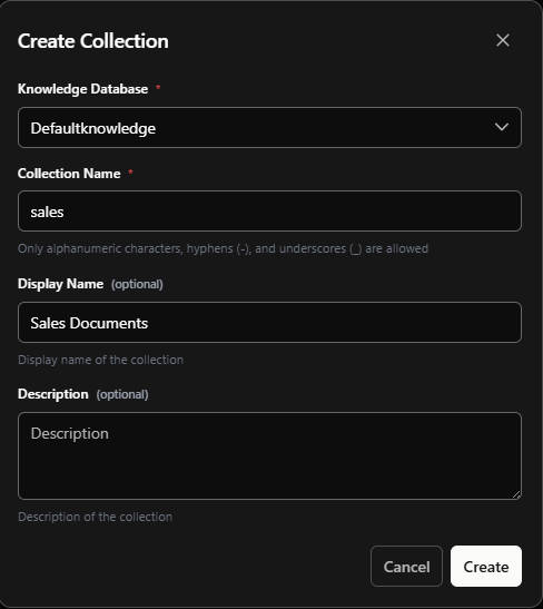 Creating a new collection